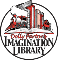 Dolly Parton Imagination Library logo books and train
