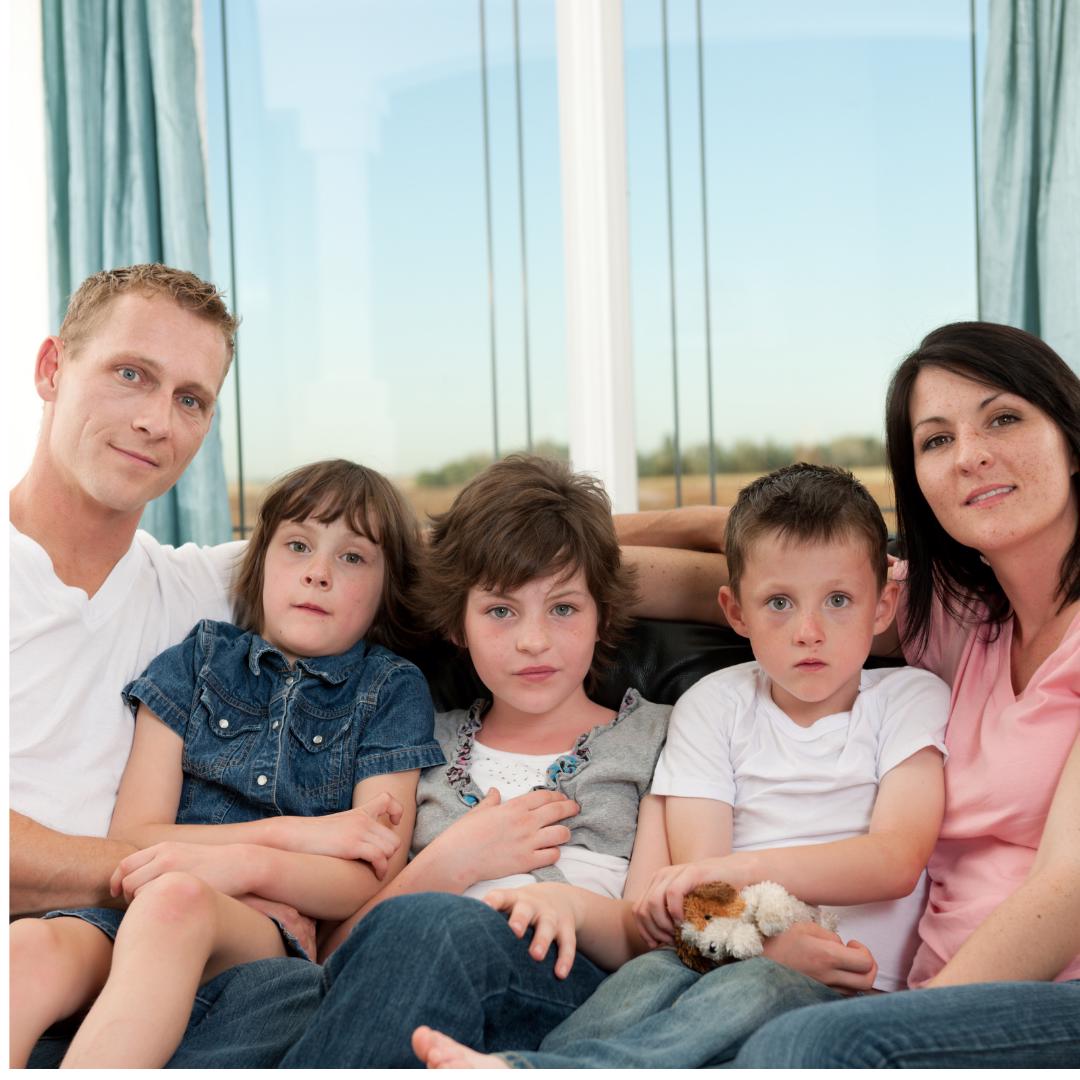 Family on couch