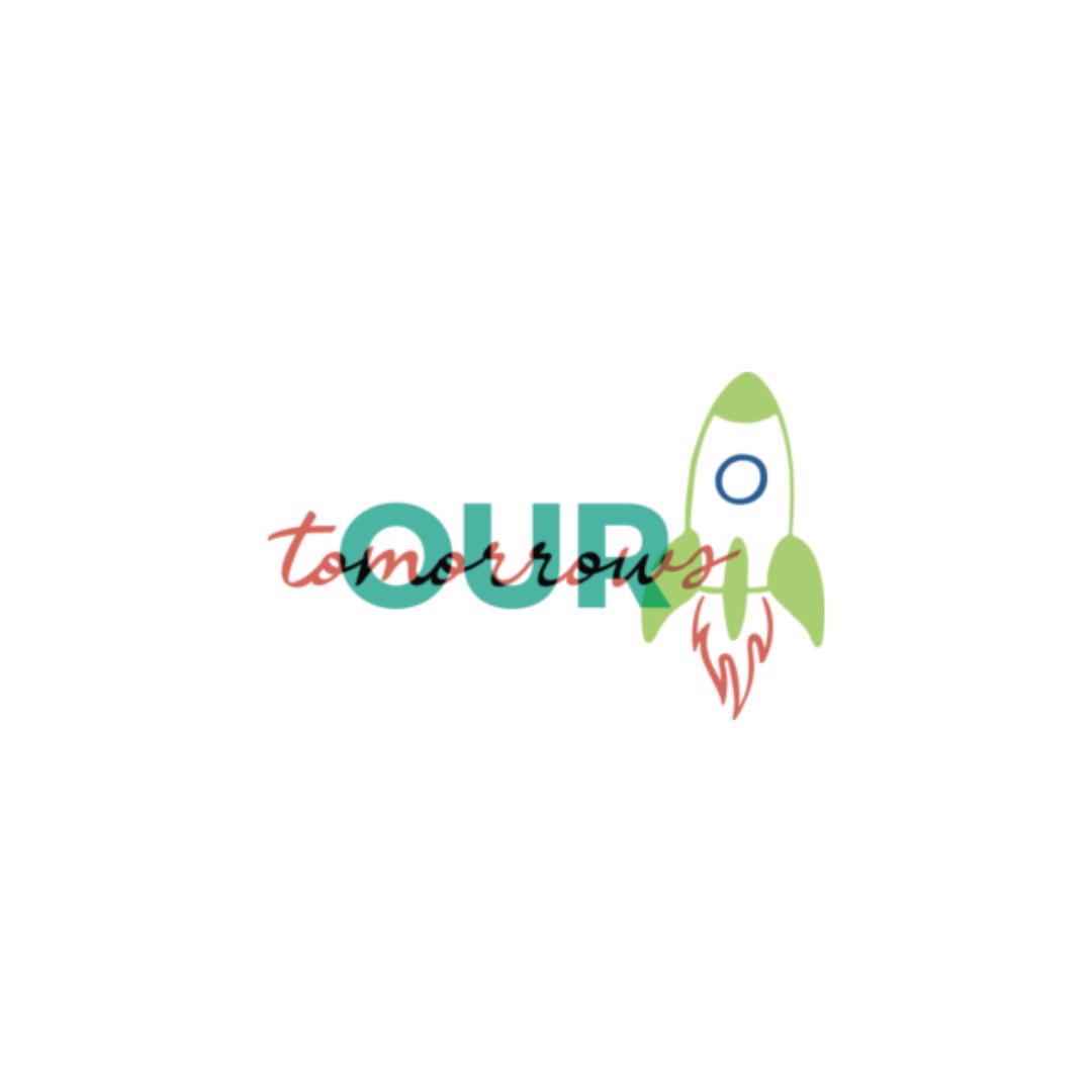 Our Tomorrows logo with rocketship