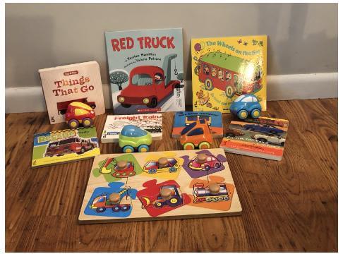 vehicle books and puzzle