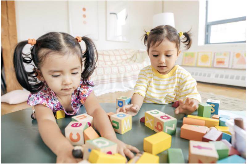 children playing with blocks