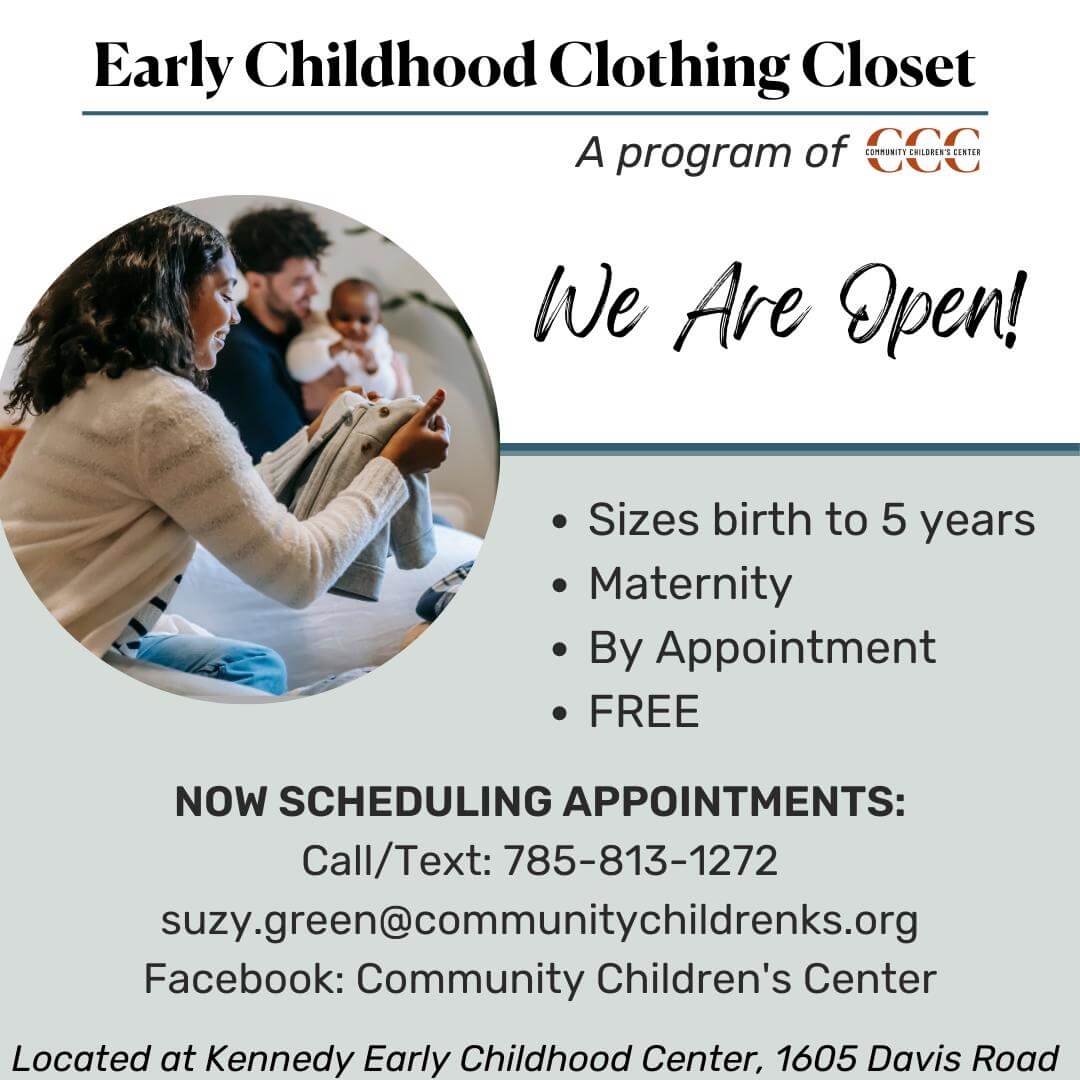 Promo postcard for the Early Childhood Clothing Closet