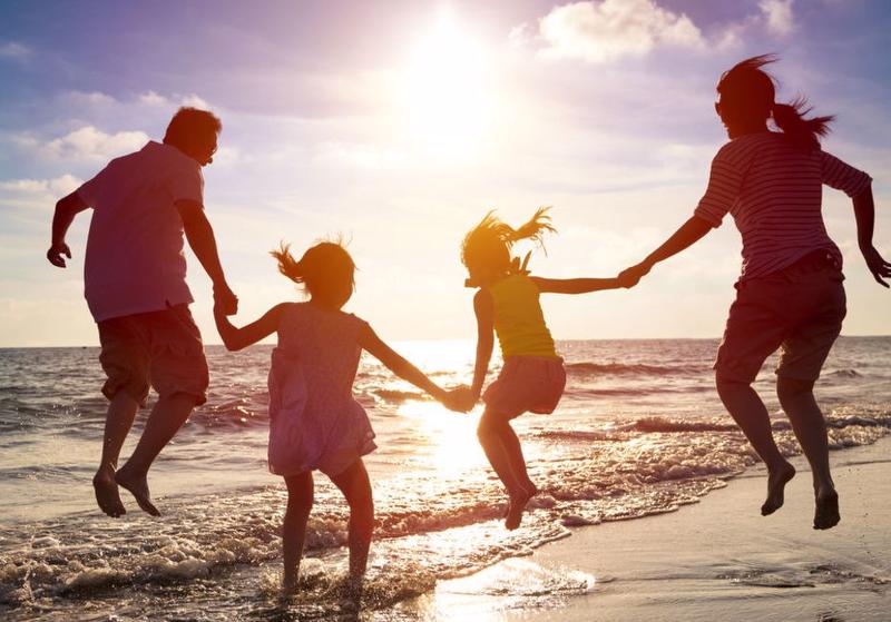 family at beach