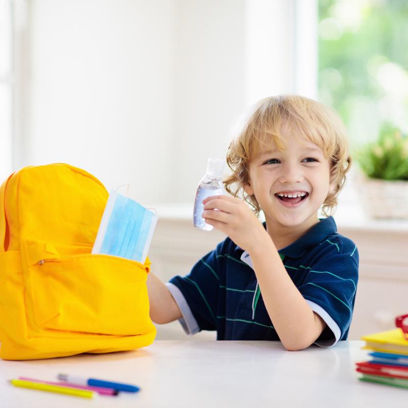 Smiling boy with backpack