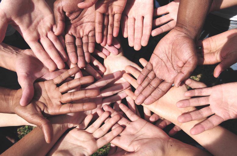 Hands with multiple skin tones